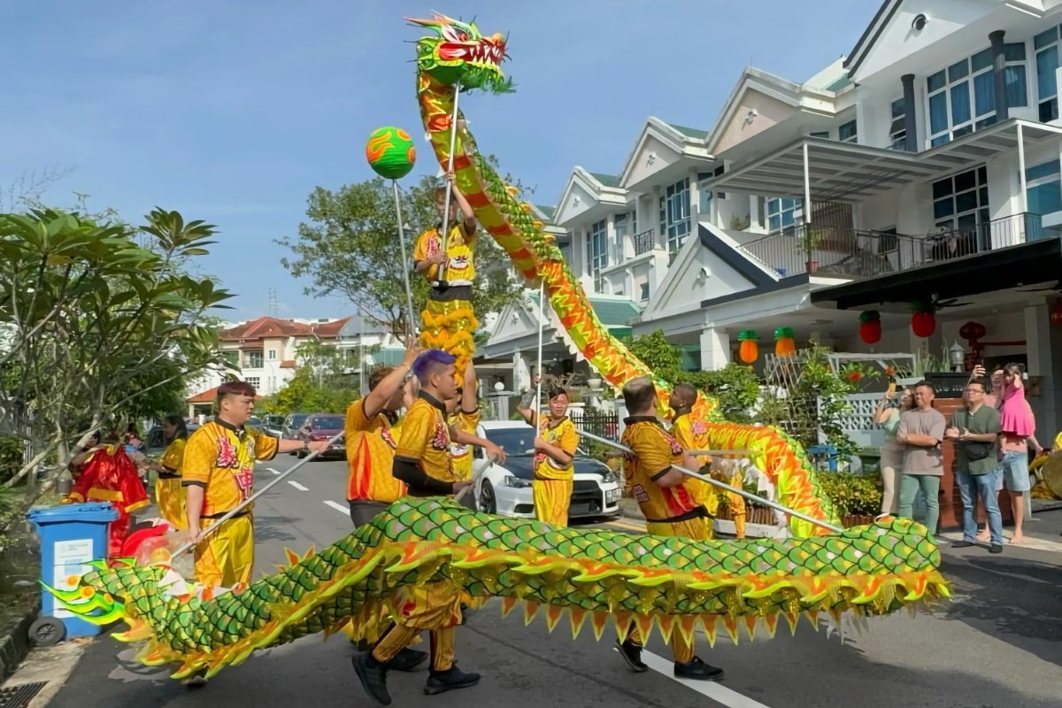 dragon dance, moving in celebration, strength, unity, abundant success